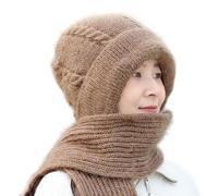 BCLHNPK Cappello in Maglia Cavo Integrato Sciarpa Combo Testa Antivento per Lo Sci Escursionismo Camminando Indossamento Giornaliero All'aperto Le Donne