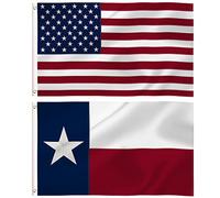 BCLin Bandiere statali americane e del Texas, confezione combinata USA e Stato, Stelle ricamate 210D in nylon con occhielli in ottone (2 x 3 m US Texas)