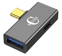 BCLINK Adaptador USB-C a USB 2 en 1 con puerto de carga de 100 W, convertidor Thunderbolt 4/3 OTG para Meta Quest 2, iPhone 15, computadora portátil, iPad y más dispositivos tipo C - Gris