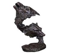 BCLYERBJ Scultura Decorazione di personaggi, coppia di teste di lupo, statuetta, figurina di lupo in rame, busto di animale, regalo decorativo