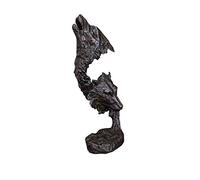 BCLYERBJ Scultura Decorazione di personaggi, coppia di teste di lupo, statuetta, figurina di lupo in rame, busto di animale, regalo decorativo
