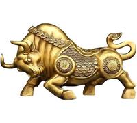 BCLYERBJ Scultura Decorazioni antiche Feng Shui, ornamenti in ottone a forma di mucca, ufficio, artigianato decorativo cinese, bancone, decorazioni fortunate
