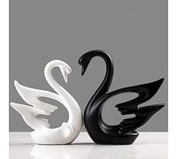 BCLYERBJ Scultura Handmade 2Pcs/Set Ceramic Couple Swans Figurines Living Room Decor