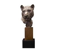 BCLYERBJ Scultura LLSJF Testa di animale in bronzo fatta a mano, decorazione artistica con testa di leopardo in bronzo e base in marmo