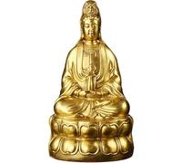 BCLYERBJ Scultura Ornamenti Feng Shui Statua Quan Yin Figurina in ottone Guan Yin seduto sul loto in meditazione Dea Kuan Yin