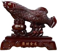 BCLYERBJ Scultura Ornamenti Feng Shui, statuetta di pesce Arowana con bacinella del tesoro, in resina, decorazione for ufficio e casa, regali di apertura.