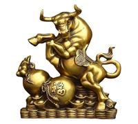 BCLYERBJ Scultura Ornamenti for ufficio e soggiorno, mucca in ottone, fortuna, Feng Shui, sculture decorative, studio, mensola antica, statua in rame
