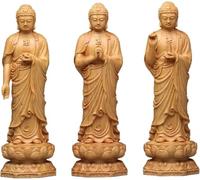 BCLYERBJ Scultura Statua del Buddha Fengshui in legno massello, tre santi dell'Occidente, figura buddista intagliata a mano, Avalokitesvara Tathagata
