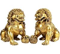 BCLYERBJ Scultura Statua di leone, cane e leone Feng Shui, ornamento for ricchezza, prosperità, coppia di cani Fu Foo, il miglior regalo for allontanare l'energia maligna.