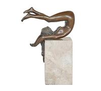 BCLYERBJ Scultura Statua di ragazza in bronzo con base in marmo, decorazione artistica da parete LLSJF