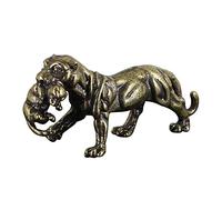 BCLYERBJ Scultura Statua di tigre in rame puro velenoso non mangia bambini ufficio scrivania piccoli ornamenti piccolo animaletto da tè portapenne decorazioni