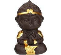 BCLYERBJ Scultura Statua in argilla viola Kung Fu Tea Pet Monkey King for la decorazione del vassoio del tè Vassoio del tè Sun Wukong Statue Sculture Figurina - Con bastoncino d'oro 2(Pray)