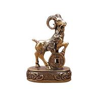 BCLYERBJ Scultura Statua in rame retrò, pecora in puro rame, pecora con denaro, mascotte, pecora dello zodiaco, regalo artigianale for soggiorno.