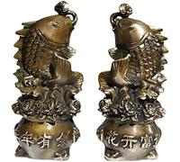BCLYERBJ Scultura Statue e pesci in rame puro Ogni anno Una coppia di ornamenti di pesce Scultura di animali Decorazione Artigianato Ornamenti