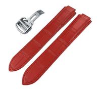 BCMCBV Cinturino in pelle di vitello, per Ballon Bleu De Cartier cinturino per orologio tipo convesso 14/16/18/20/22 mm bracciali (rosso, 16 mm oro rosa)