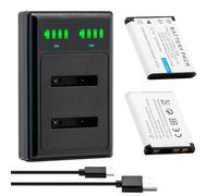 BCMCZCDC Batteria Li-40B Li-42B con caricatore USB LCD per Olympus Li-40B Li-42B Nikon EN-EL10 Fuji NP-45 Binde D-Li63 Kodak Klic-7006 Casio NP-80 Fuji FinePix J10 J15 J100 J110w, 2 pezzi per