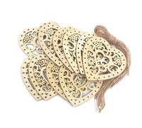 BCOATH 10 Pezzi Cuori di Legno a Forma di Cuore Vuoto da Appendere 80mm Decorazioni di Natale in Legno Non Verniciato con 10 Spaghi per Fai da Te Facile da Lavorare