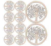 BCOATH 10 Pezzi Dischetti Rotondi in Legno per Progetti Fai da Te Superficie Liscia e Design Albero della Vita, Materiali Sintetici per Decorazioni Artigianali