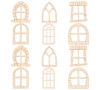 BCOATH 100 Pezzi Porte e Finestre Miniatura in Legno Non Verniciato per Casa delle Fate e Micro Paesaggi, Design Unico, per Esterni e Decorazioni Natalizie