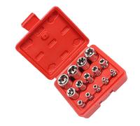 BCOATH 14 Pezzi Set di Bussole Tipo e Manutenzione Domestica | Acciaio al Cromo Vanadio, Tre Teste di Attacco, Scatola Portaoggetti Plastica, Uso Officina