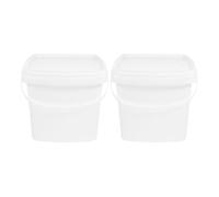 BCOATH 2 Pezzi Secchi Quadrati 5l con Coperchio in Plastica Pp, Facili da Trasportare, per Imballaggio e Cucina