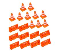 BCOATH 20 Pezzi Segnali Stradali Giocattolo in Plastica con Mini Coni Arancioni e Barricate per Giochi Educativi e Creativi per Casa e Scuola
