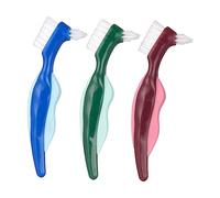 BCOATH 3pezzi Spazzolino Per Pulizia Dentiera Teste Doppie Design Ergonomico Per Accesso Facile Zone Difficili