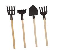 BCOATH 4 pezzi Attrezzi Giardinaggio per Mini in Sicura Rastrello Badile Forcone Giocattoli per Mini Dollhouse e Giardini Incantati Design Vintage