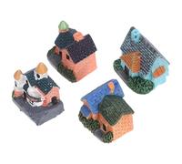 BCOATH 4 Pezzi Miniature Case in Resina Decorazioni per Giardino delle Fate Villaggio in Miniatura Stile Europeo Accessori per Casa delle Bambole Ornamenti per Micro Paesaggio