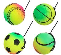 BCOATH 4 pezzi Palline Rimbalzanti con Polsino Morbido in Gomma Palloni da Allenamento Polso Multisport Basket Calcio Baseball Tennis per Esercizi e Giochi Outdoor
