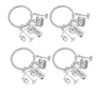BCOATH 4 Pezzi Portachiavi in Metallo Tema Legale con Incisione Trust, Accessorio Versatile e Resistente, Design Unico Argento per Laureati e Professionisti del Diritto