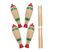 BCOATH 4 set Strumenti Percussione in Legno Forma di Pesce con Bastoncino Ritmico Giocattoli Musicali per Apprendimento del Ritmo e Sviluppo Creativo