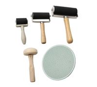 BCOATH 5 Pezzi Blocchi per Stampa con Rotella in Gomma e Manico in Legno Strumenti Versatili per Artisti e Principianti Accessori Affidabili per Incisione e Stampa Creativa