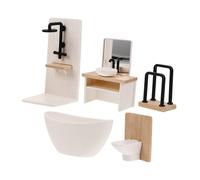 BCOATH 5 pezzi Vasca Doccia Lavabo Wc e Porta Asciugamani Mobili Resistenti per Gioco di Finzione e Decorazione