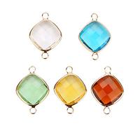 BCOATH 5pezzi Pendente in Vetro con Doppio Anello Placcato Accessori per Gioielli Fai da Te Charm per Collane e Braccialetti Perline Spaziatrici Colorate Miste Colore Colore Casuale