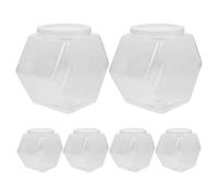 BCOATH 6 Pezzi Barattoli Esagonali con Coperchio Trasparenti per Caramelle | Plastica PET Leggera, Capacità 850ml, per Buffet Dolci, Noci e Tavoli Festa