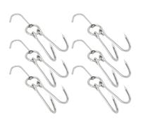 BCOATH 6 Pezzi Ganci per Carne in Acciaio Inox, Affilati | Argento, Multiuso per Appendere Arrosti e Pollame, Finitura Robusta, Set per Cucina Professionale