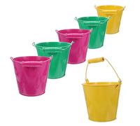 BCOATH 6 Pezzi Secchielli da Spiaggia in Ferro Manico in Legno Giocattoli per Piccoli per Giochi All’Aperto Set per Sabbia e Acqua Dimensioni 125X11X9 CM Colori Colore Casuale