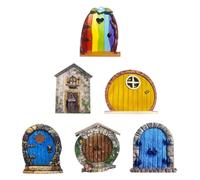 BCOATH 6pezzi Porte delle Fate in Legno Miniatura per Decorazione Giardino Aspetto Unico e Atmosfera Realistica per Tronco D'albero e Casa