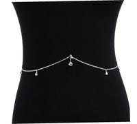 BCOATH Anello per piercing al centro addome e catena vita argento ipoallergenico con pietre preziose resistente e delicato sulla pelle da abbinare a bikini stagione calda