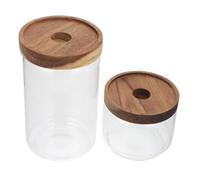 BCOATH Barattolo Ermetico in Vetro Trasparente Coperchio Legno 750ml | Pasta e Frutta Secca, Contenuto Visibile, Mantiene Asciutto, Adatto a Cucina e Regalo Casa