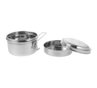 BCOATH Bento Box a Doppio Strato in Acciaio Inox, Argento, Portatile | Contenitore Leggero e Compatto, Riscaldabile nel Microonde, per Pranzo fuori Casa, Uso Ufficio