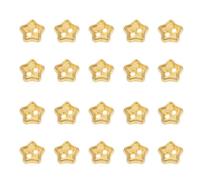BCOATH Bottoni per Bambole in Lega Oro a Forma di Stella a 5 Punte, 100 Pezzi, Mini Bottoncini Decorativi Due Fori per Abbigliamento Fai da Te