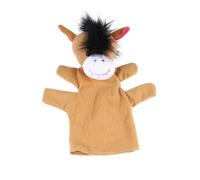 BCOATH Burattino Guanto a Cinque Dita in Peluche Marrone, Giocattolo Animale Morbido in Peluche Corto e Cotone Pp, per Raccontare Storie e Regali
