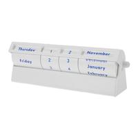 BCOATH Calendario Rotante Manuale da Tavolo in Metallo Medio Bianco Calendario Continuo con Meccanismo Scorrevole Decorazione Funzionale per Ufficio Scrivanie Insegnanti e Reception