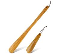 BCOATH Calzascarpe in Legno 2 Pezzi Beige, senza Piegarsi, Aiuto Pratico per Adulti e Donne, per Uso Quotidiano e Calzare Scarpe senza Danneggiare Calzini