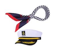 BCOATH Cappello Capitano Yacht e Sciarpa Coordinata Accessori Costume Marittimo Uomo Donna per Feste e Spettacoli Cappello Marinaio Resistente Design Elegante