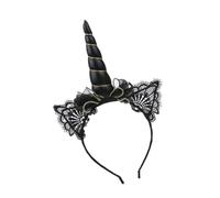 BCOATH Cerchietto per Chioma Nero Orecchie di Gatto e Unicorno e Ferro, Fascia Semplice e Delicata, Accessorio per Feste e Foto