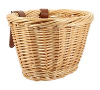 BCOATH Cestino Anteriore in Rattan a Forma Ellittica Cestino Porta Alimenti in Vimini Resistente e Facile da Fissare Accessorio Pratico per Biciclette con Supporto in Colore Casuale