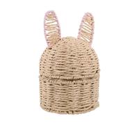 BCOATH Cesto Pasquale a Forma di Coniglio in Vimini Intrecciato con Manico, Contenitore Decorativo Rosa per Organizzazione Casa e Raccolta Uova di Pasqua